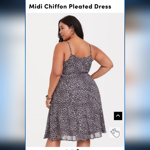 4x Plus Torrid Grey Gray Cheetah Spot Leopard Print Midi Chiffon Pleated Dress - Picture 3 of 14